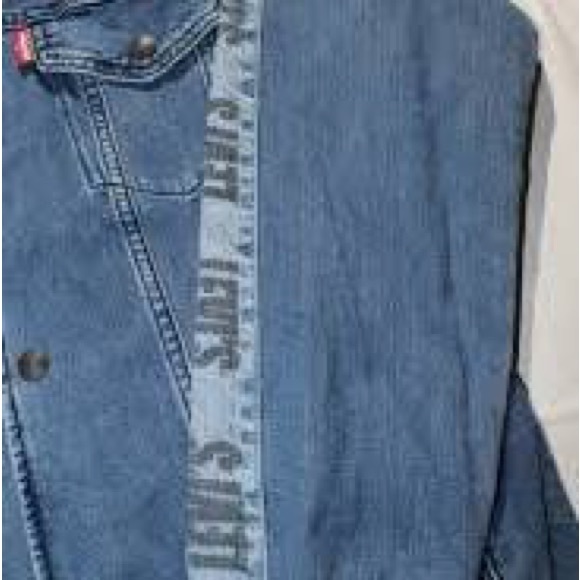 Men’s M Levi's Track Coach Side Stripe Blue Denim Jacket - Picture 5 of 10